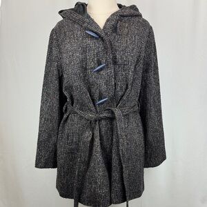 ModCloth lined tweed hooded jacket trench coat 3X